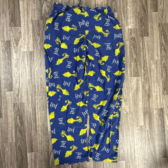Dr. Seuss Grinch Lounge Sleep Pants Blue Yellow “I Know Just What To Do” M 32-34 - Picture 2 of 6